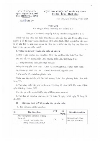 THƯ MỜI 123/TM-BV